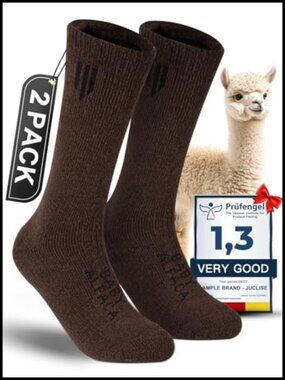 Baby Alpaca Wool Boot Socks Thermal Winter Crew Socks 2 Pack